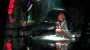 Anime girls original characters rain pointy ears Playmat Gaming Mat Desk