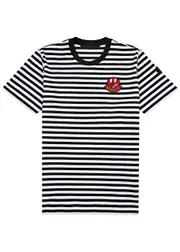 Moncler Striped Logo Cotton T-shirt - Black - M M