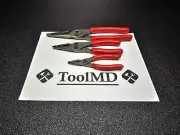 Snap-on Tools NEW 3pc RED Long Nose Slip Joint Plier Set LN44BCF LN47ACF LN46ACF