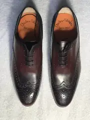 Santoni ‘Gabe’ Fatte A Mano Burgundy Wingtip Size 9D $1045