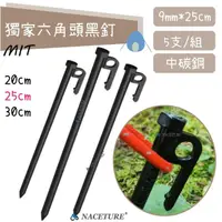 在飛比找momo購物網優惠-【NACETURE】台製-25cm 六角大黑釘 營釘 中碳鋼