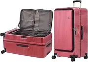 [Kaleenie] 29 Inch Aluminum Checked Luggage with Side Opening Zipper, 40 * 37 * 77cm, 113L, 5Kg, Lightweight Hardshell ABS+PC Suitcase with TSA Lock, 360° Universal Wheels & Adjustable Handle, Wine Red
