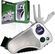 Golfer's Best Tool golf multitool all-in-one - Ball Marker, Brush, Stroke Counter, Cleat Tightener, Club Groove Cleaner Divot Repair tool, Bottle Opener Screwdriver