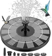 2024 Upgraded Garden Solar Fish Pond Fountain, 16CM Solar Powered Bird Bath Fountain, DIY Solar Fountain Pump with 6 Nozzles Floating Fountain, for Water Feature Outdoor, Garden, Fish Tank