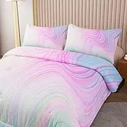 Bodhi Girls Comforter Set - Pink Tie Dye Queen Size with Matching Pillowcases