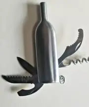 Multi-Purpose Tools Corkscrew Pocket Knife Bottle Opener Key ring New Silver