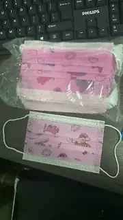 【50 Pcs】Kids Disposable Face Mask 3-Ply Non-Medical Earloop Cover - Pink Animal