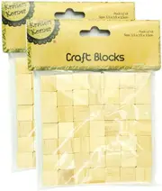2 x Krafters Korner 1.5cm Craft Blocks 98Pce 1.5cm wooden cubes DIY unfinished natural wood blocks crafty arts kids math puzzle project gift