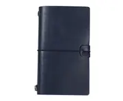 Traveler Journal Diary Loose-leaf Notebook Pen Holder Record Book Stationery-Dark Blue M
