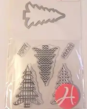5 Clear Stamp & 1 Die Cut set Christmas Tree Ornament Card Scrapbook 2.25"x1.5"
