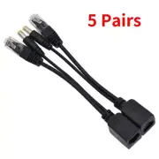 5 Pairs 12V POE Adapter Cable RJ45 Injector Splitter Network Power Ethernet USA