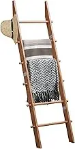 TEAKMAMA 6-Tier Blanket Ladder with Hanging Knobs, 5.5 Ft Tall Wall Leaning Blanket Ladders for Living Room, Rustic Decorative Ladder Rack for Storage and DIY Home Decor, Easy to Assemble, Honey Brown