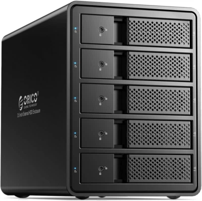 5 Bay USB 3.0 3.5 Inch External Hard Drive Enclosure Support 80TB (5 X 16TB)