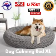 PaWz Calming Dog Bed Warm Soft Plush Sofa Pet Cat Cave Washable Portable Grey XL