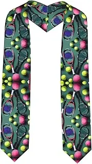 [SKKNT] Funny Tennis Racquets And Tennis Balls Print Graduation Shawl Stole For Academic Commencements Honor Sash Congratulations