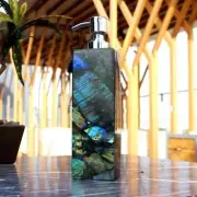5'' Crystal Labradorite Stone Soap Dispenser Home Decor Luxurious Soap Container