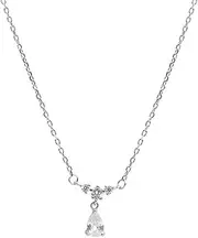 [Buyongwant] Women's Zircon Pendant Necklace Water Drop Advanced Versatile Fashion Necklace Minimalist Jewelry Female Gift 15 inch, Zinc, Zircon