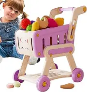 Shopping Cart Toy for Kids – Pretend Play Grocery Cart with Food Accessories | Role Play Push Trolley Toy for Boys Girls, Educational Supermarket Toy Set for Indoor Fun & Learning