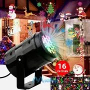 16 Patterns LED Christmas Projector Moving Light Laser Landscape Lamp Xmas Decor