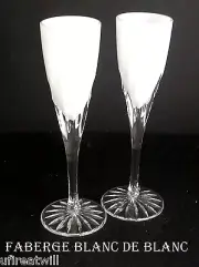2 FABERGE BLANC DE BLANC OPAL CASED CUT TO CLEAR CRYSTAL WINE CORDIALS
