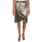 Gracia Womens Plus Sequined Short Mini Skirt, Silver, 1XL