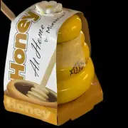 Yellow Ceramic Honey Jar/Pot Wooden Bee Dipper Wand & Lid - At home By Mirabeau