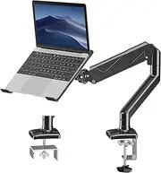 ErgoFocus Laptop Stand Desk Mount, 2 in 1 Function, Gas Spring Arm Fits Max 17" Notebook and 32" Computer Screen, Single Monitor Mount with Laptop Tray, Holds up to 17.6lbs