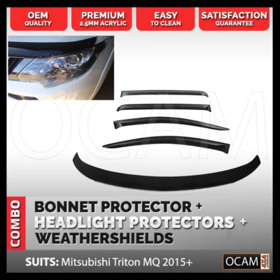 Bonnet, Headlight Protectors, Weathershields for Mitsubishi Triton MQ 05/2015-11 (for: Mitsubishi)