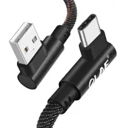 2PCS 2.4A Type C 90 Degree Elbow Fast Charging Denim Braided Data Cable For Xiaomi Mi9 Mi8 HUAWEI P30 P20 S9 S10 Note BLACK COLOR