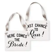 Set of 2 Wedding Signs for Ring Bearers & Flower Girls | Here Comes the Bride an