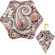 [ODAWA] Kids Umbrella Paisley Umbrella for Toddler Boys Girls Stick Umbrella with Classic J Hook Curved Handle