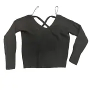 Anthropologie Maeve Black Knitted Cross-Back LS Sweater, Size M, NWT