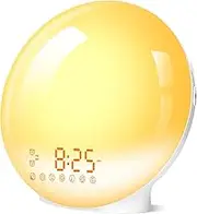 Sunrise Alarm Clocks, Wake Up Light with Sunrise/Sunset Simulation Dual Alarms Bedside Night Lamp Snooze Function FM Radio 7 Natural Sound 11 Colorful Atmosphere Lamp