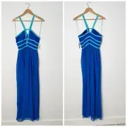 Aidan Mattox Crepe Chiffon Dress Blue Size 8