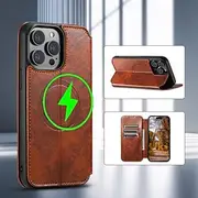 Phone Case For iPhone 16 iPhone 15 Pro Max Plus iPhone 14 13 12 Pro Max Plus Wallet Case Flip Cover With Magsafe with Stand Holder Magnetic Card Slot Solid Col