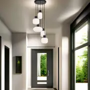 Nori Pendant Light 5Lt in Black/Opal Matt