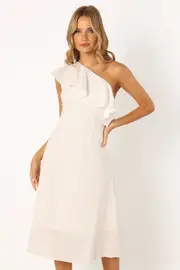 [PUP3] Campbell One Shoulder Midi Dress - White L White