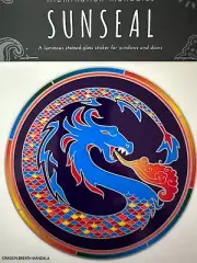 Stained Glass Window Decal DRAGON BREATH Mandala SUNSEAL Transparent Sticker