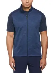 PGA TOUR Mens Two Tone Space Dyed Full Zip Vest Blue Large