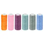 Waxed Leather Threads 33 Yard 150D/0.8mm Flat Polyester Cord, Bright Colors 6pcs