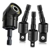 Right Angle Drill Adaptor,4-in-1 Impact Drill Bit Extension,360° 4*black
