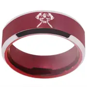 Tungsten Red Axe and Skull Ring