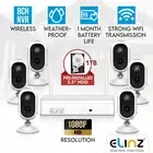 Wireless Home Battery Security 1080P HD WiFi 6x Cameras CCTV System 8CH NVR 1TB
