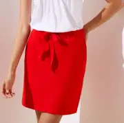 Ann Taylor LOFT Cotton Pull-On Textured Jogger Skirt Size Large Bright Cherry