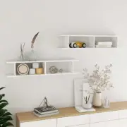NNEVL Wall Shelves 2 pcs High Gloss White 105x18x20cm Chipboard