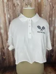 OFFLINE By Aerie Cropped Polo White Size Medium