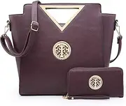 [Dasein] Women Designer Handbag Cut Out Triangle Top Handle Bag Large Tote Bag Fashion Work Purse