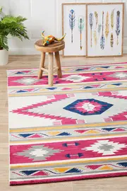 Rug Culture Crimson Pink Pastel Boho Geometric Rug