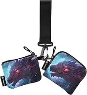 [XYMZR] Galaxy Dragon Portrait Mini Zip Around Wristlet keychain Wallet for Women Personalized Pattern Detachable Dual Pouch Wristlet Portable Wallet Phone Coin Purse, Multi-colored, One Size