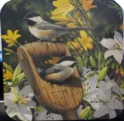 Cork Back Coaster-Holiday Design-CHICKADEES on HANDLE-Create Your Own Set!